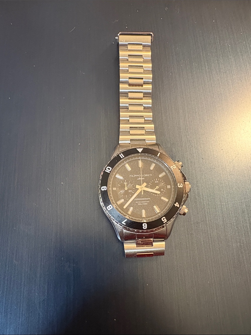 Philippe Loren Stainless Steel Chronograph Watch - Black Dial